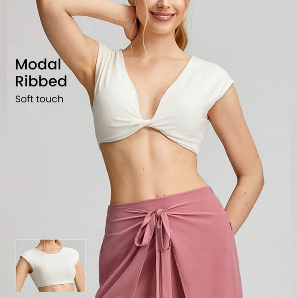 Glowmode Modal Ribbed Reversible Knotted Crop Studio Tank Top